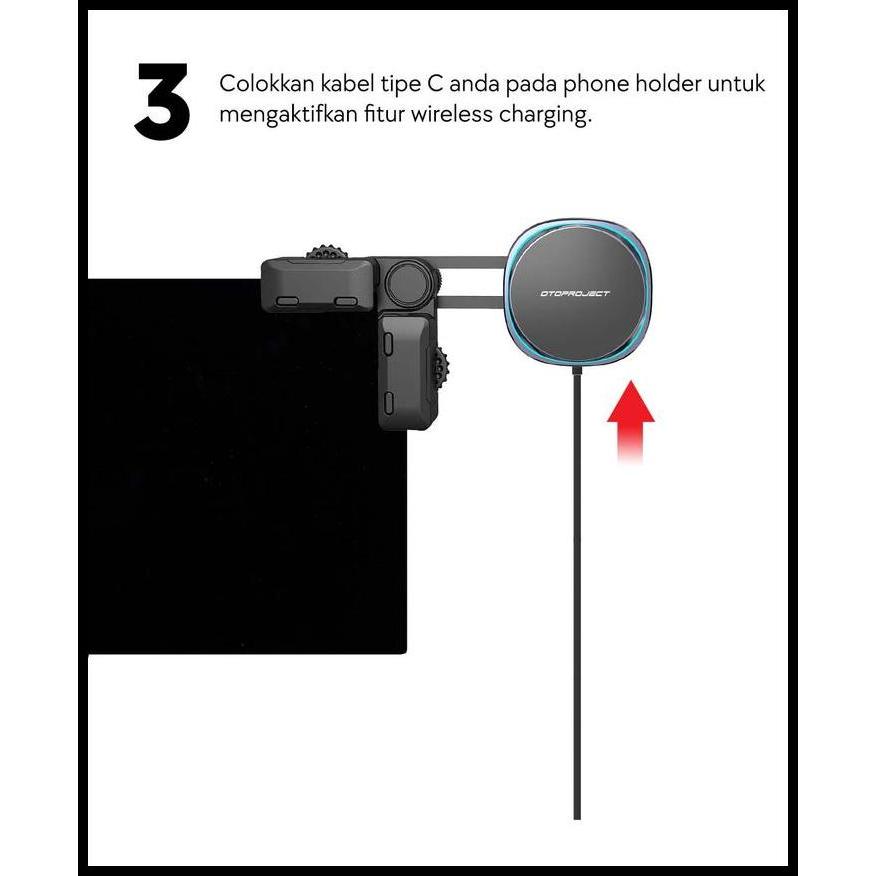 Otoproject - Magnetic Phone Holder With Wireless Charger Elite Series 001 | Holder Hp Mobil  Dengan 