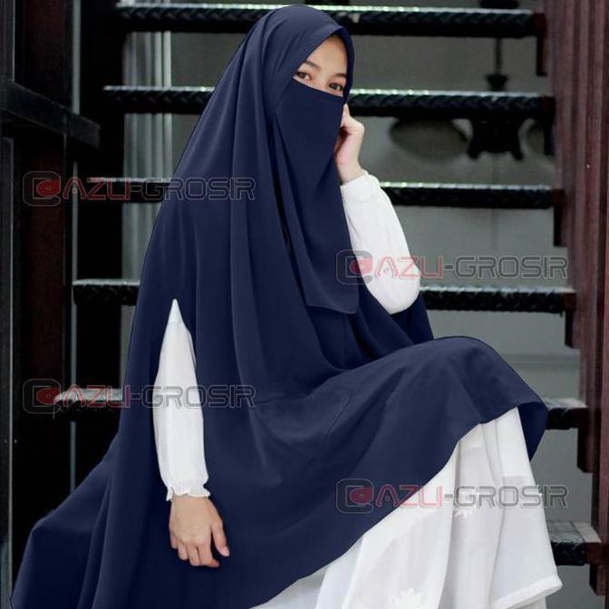 DY63 >> (Gratis Cadar) Khimar As Syifa Jumbo Syari Softped Magic Pocket Wolfis