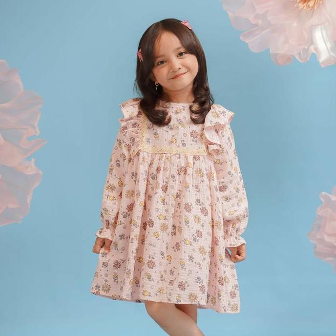 Delova Kids - VIOLA DRESS Pesta Anak Lucu Premium Setelan Atasan Dress Blouse Gamis Tulle Renda Kids