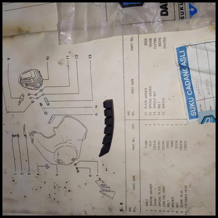 TERBARU KARER BUFFER DI HEAD BLOK VESPA CORSA ORIGINAL NOS 