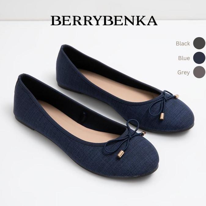 STYLE FASHION Berrybenka Sepatu Flatshoes Wanita Sofia Fana Shimmer Flat Round Toe Tanpa Hak Cewek H