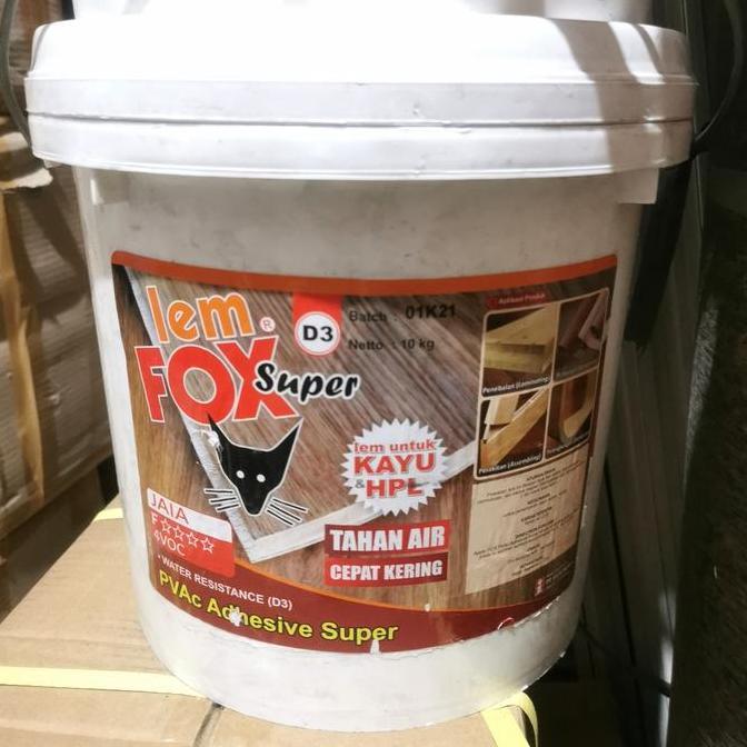 Grosir Lem Fox Putih D3 Waterproof 10Kg Lem Tahan Air Lem Hpl Sheet Pvc Kayu