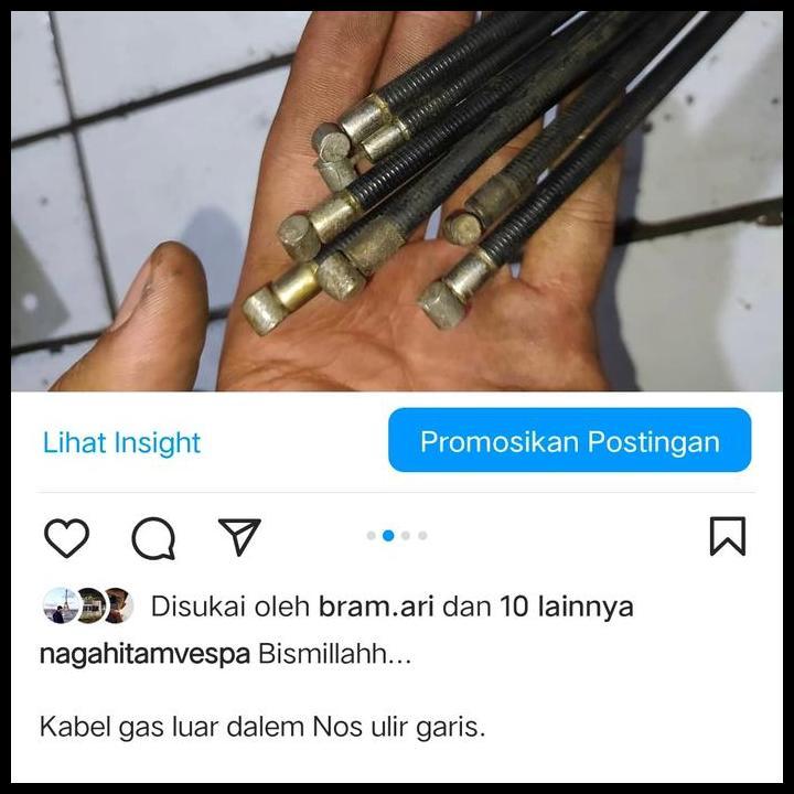 GRATIS ONGKIR KABEL GAS LUAR DALEM VESPA SMALLFRAME PTS SPECIAL NOS 