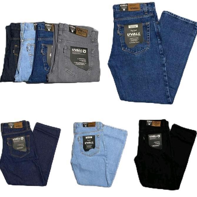 UVALL DENIM  - Celana Jeans Panjang Pria original Model Reguler Loose Fit Standar Basic Bahan Non St
