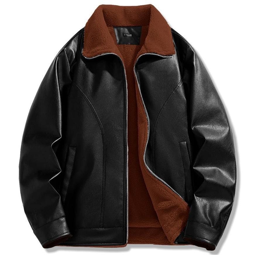 NEW PROMO Dhozen Jaket Tracktop Kulit Sintetis Sherpa Ritslleting