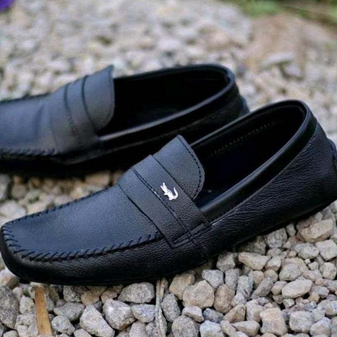 sepatu slip on kasual pria kulit balong Flat sepatu slop pria kulit
