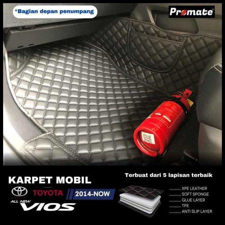 Karpet Mobil New Vios 2014-2022 Promate 7D 2Lapis Leather + Koil Luxury 2Baris + Bagasi 100% Origina