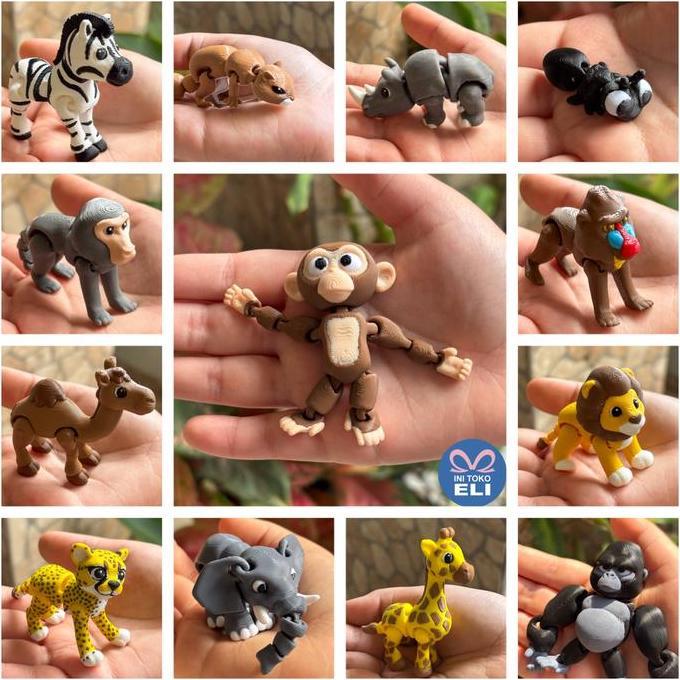 Urfallah_shop - SET Miniatur Hewan Binatang Kecil Panda Merah, Lemur, Tokek, Kelomang, Gajah, Angsa,