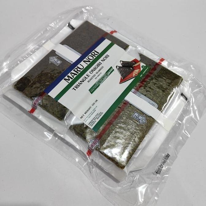 Maru Onigiri Sushi Triangle Wrapper Sheets 100 Lembar - Nori Onigiri Wrap Seaweed Rumput Laut Segiti