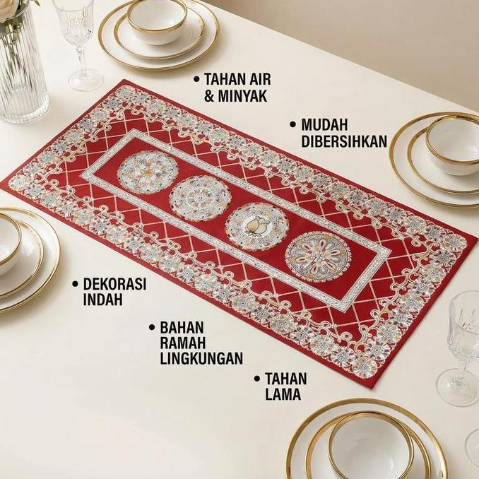 HM Loyal Bosque Taplak Meja Tamu / Alas Makan dengan Kualitas Tinggi Berenda Anti Air 50x110CM /D9-2