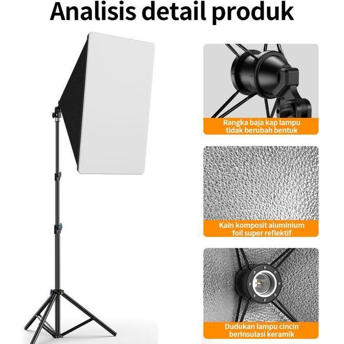 Yoi- Softbox Lighting Studio Paket Studio Tripod Photography Lighting Kit Paket Lampu Studio Video S