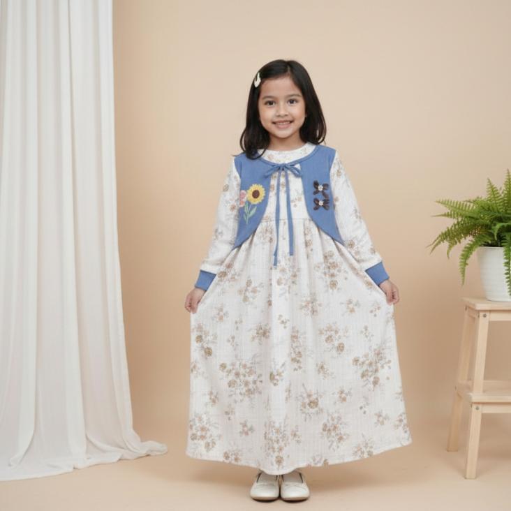 TERBARU Hikmah - New dress Aleya Gamis Anak Rompi Baju Anak Perempuan Pakaian Muslim Bahan Crinckle 