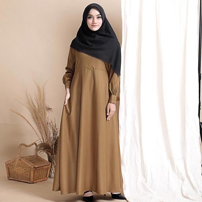 Gamis Polos Seragam PNS PDH khaki Tua Toyobo Fodu Kain Muslim  Dress
