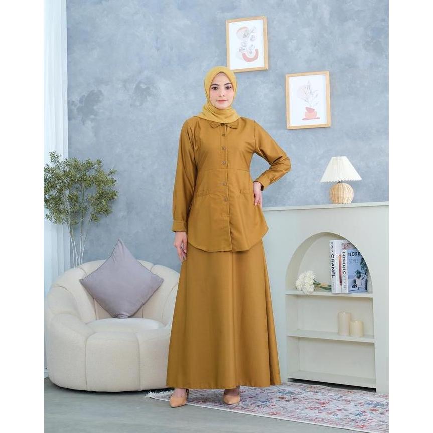 Gamis Seragam PNS PDH ASN Warna Khaki Model Setelan Bahan ToyoboPremium