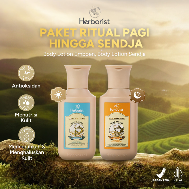 [PAGI HINGGA SENJA] Bundle Herborist Body Lotion Teh Soeltan | Body Lotion Emboen + Body Lotion Send