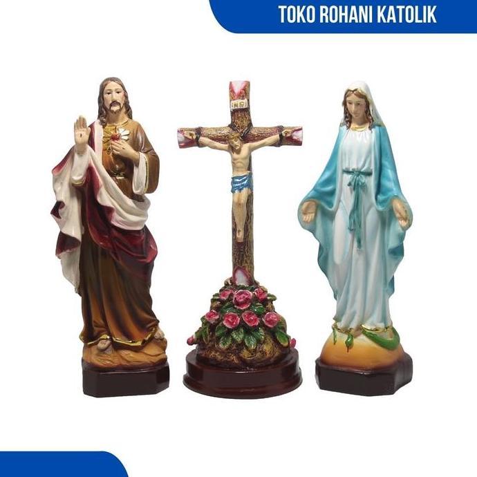 PATUNG BUNDA MARIA DAN YESUS 1 SET (PAKET KLASIK) / SET DOA KATOLIK / PAKET DOA ROSARIO / SALIB DUDU