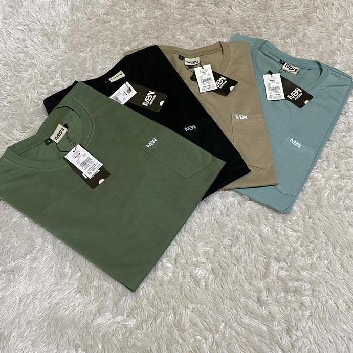 anjasmilaat - paket 4 pcs kaos polos pocket saku pria wanita mbn l xl xxl | kaos distro cowok polos 