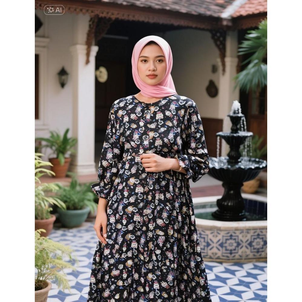 Gamis Rayon Twill Motif Labubu Ld 110-115 PB 138-139