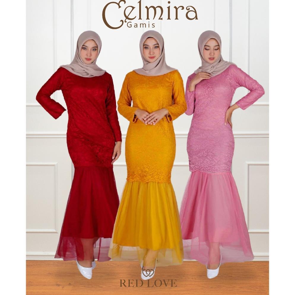 Redlove - Gamis / Baju Muslim / Dress Celmira Duyung Brokat Tulang Premium