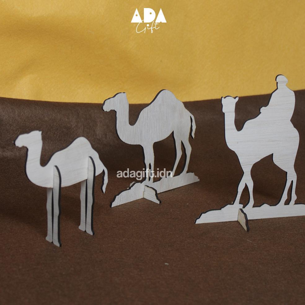 Saless Unta Kayu Dekorasi Meja | Hiasan Idul Adha | Properti Foto Unta | Ramadhan
