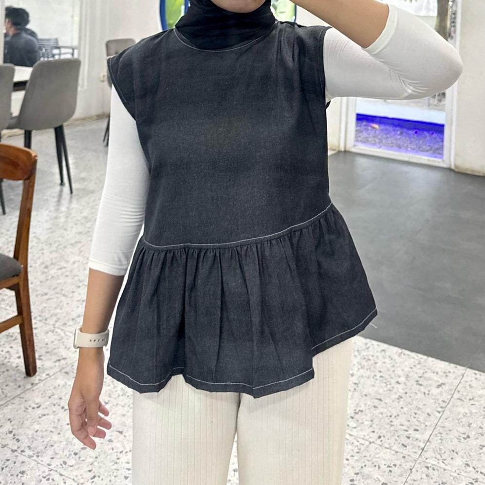 Original Lazy Vest - Vest Basic - Soft Denim Vest - Outer Denim - Rompi Denim Kekinian