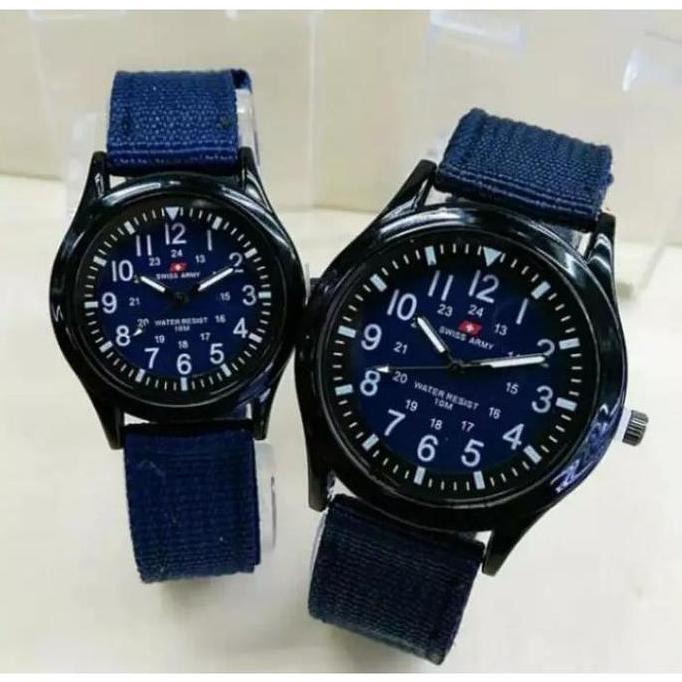 HARGA SEPASANG - JAM TANGAN FASHION CASUAL COUPLE SWISS ARMY MODEL ANALOG Kanvas