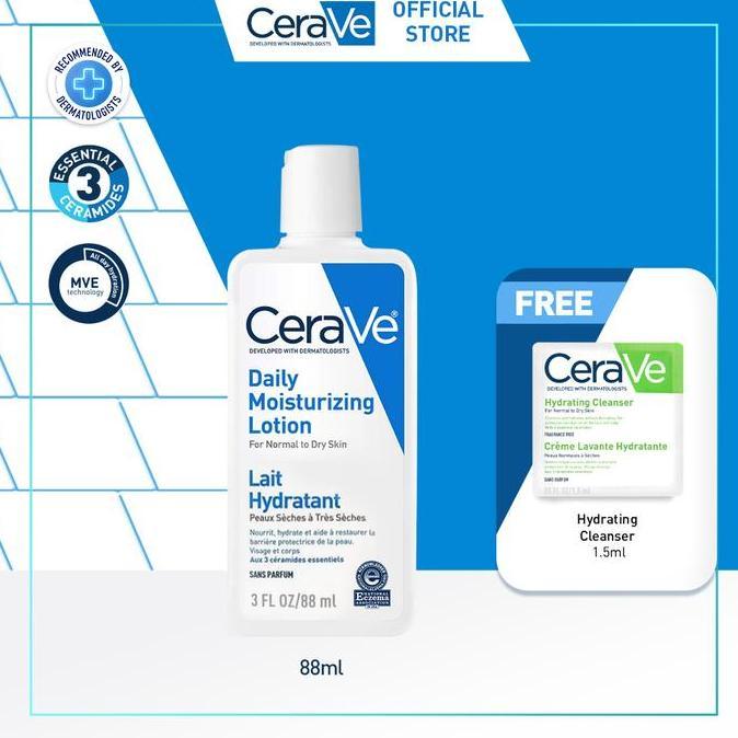 CeraVe Daily Moisturizing Lotion 87ml FREE Hydrating Cleanser 1.5ml