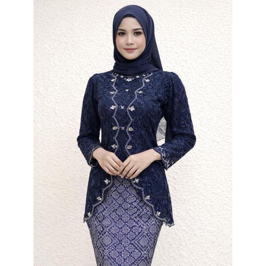 Kebaya Kayla Premium Wanita Kebaya Brokat Tile Spenggel Payet Jahit Kebaya Wisuda & Pesta Elegan (At