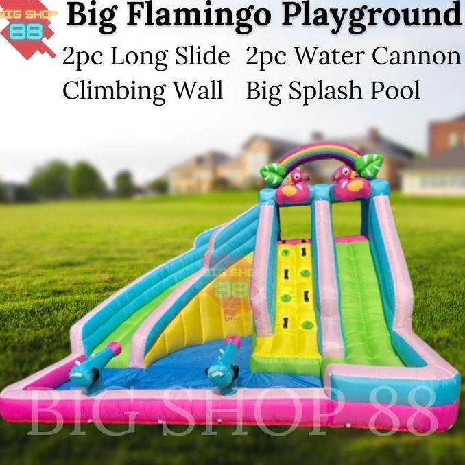 Rumah Istana Balon Inflatable Toys Perosotan Anak Flamingo Playground