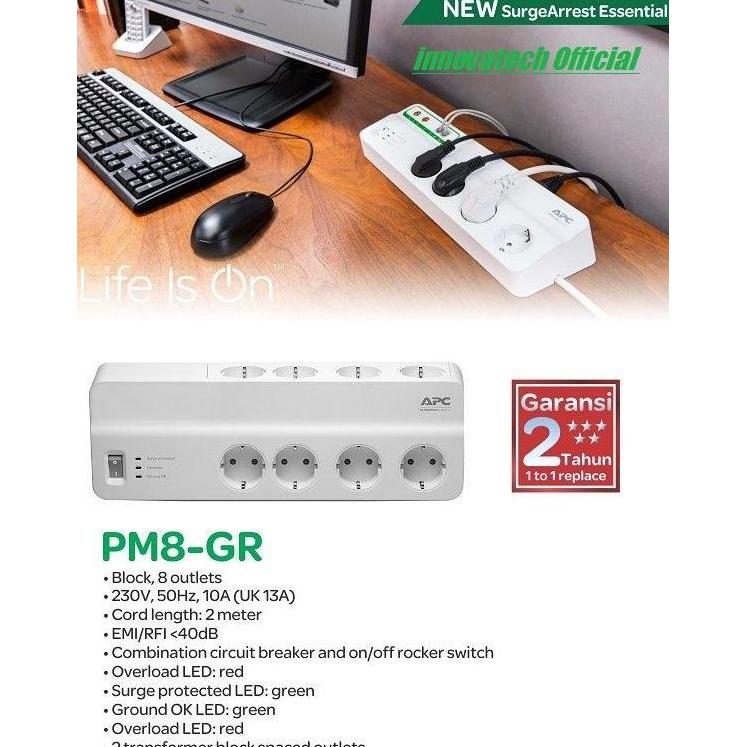 Grosir Apc Pm8Gr Pm8-Gr Pm8 Surge Protector Stop Kontak Colokan Anti Petir