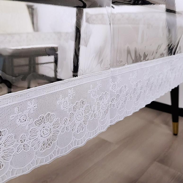 BEST SELLER TAPLAK MEJA RENDA JAHITAN BENING / PLASTIK MIKA LEMES /PLASTIK MIKA LEMAS / TAPLAK MEJA 