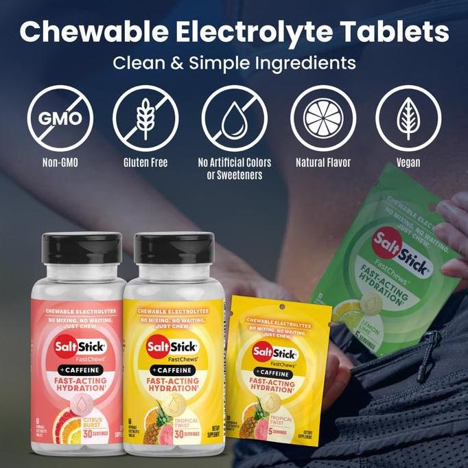 SaltStick FastChews Semua Rasa 10-Tablet Sachet / Salt Stick Electrolyte Fast Chews FastChew