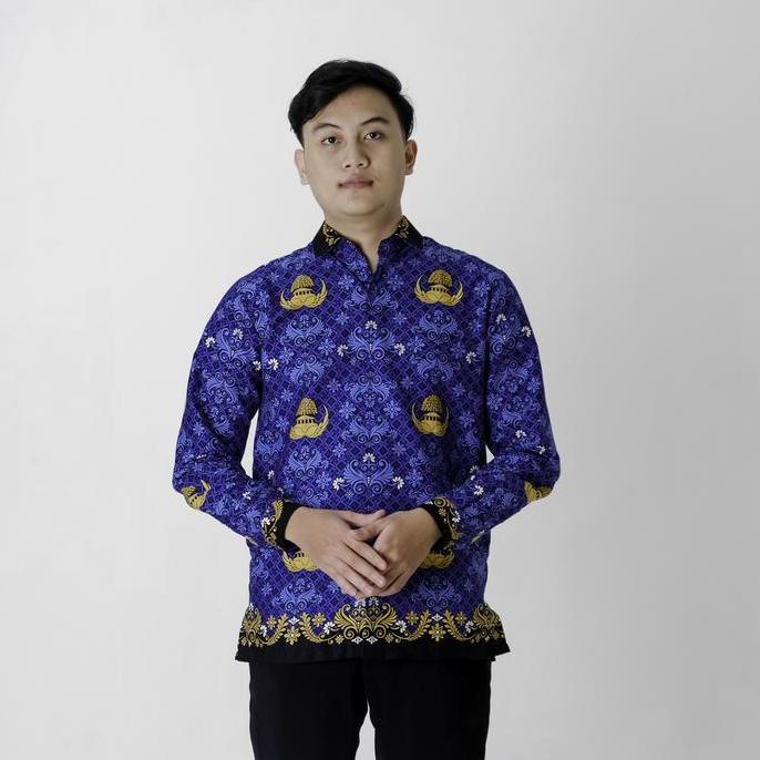 Seragam Katun Pria Batik KORPRI korpri biru Dinas PNS Panjang