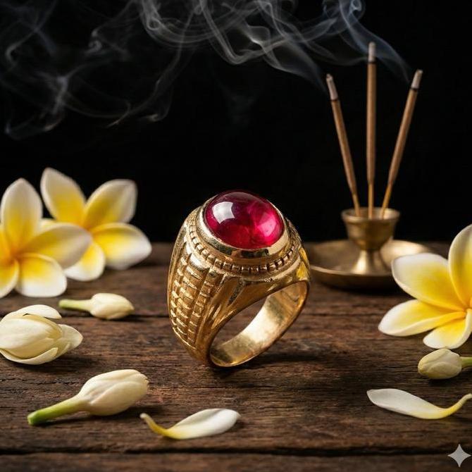 Batu Cincin Mustika Lipan Merah Delima Bangkok Siam Ring / Emban