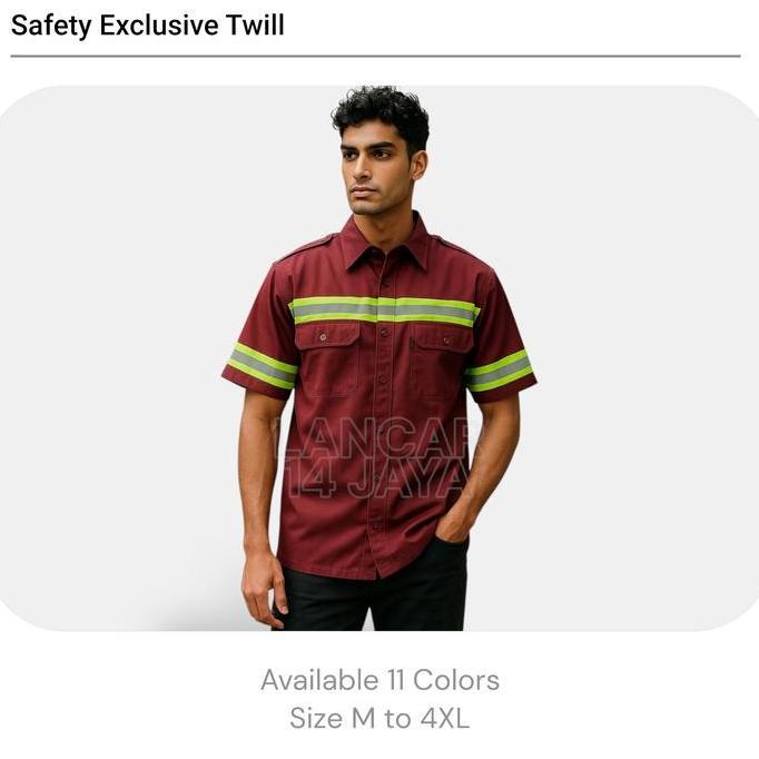 Kemeja Safety / Baju Safety Lengan Pendek / Baju Proyek Lengan Pendek / Wearpack Safety Atasan / Wer