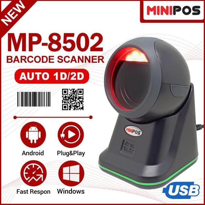 NEW Barcode Scanner 1D 2D MINIPOS MP-8502 OMNI Auto Scan 1D Only Atau 1D2D