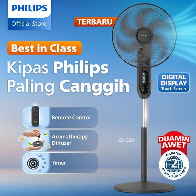 yevonamiss - terbaru kipas angin philips hitam cx152/1 - paling canggih dengan remote timer, digital