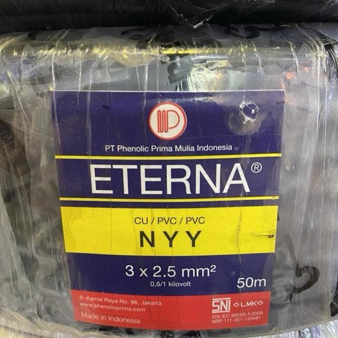 Sale Kabel Nyy 3X2.5 Mm Eterna @50M / Nyy 3 X 2,5 / Hitam Kawat