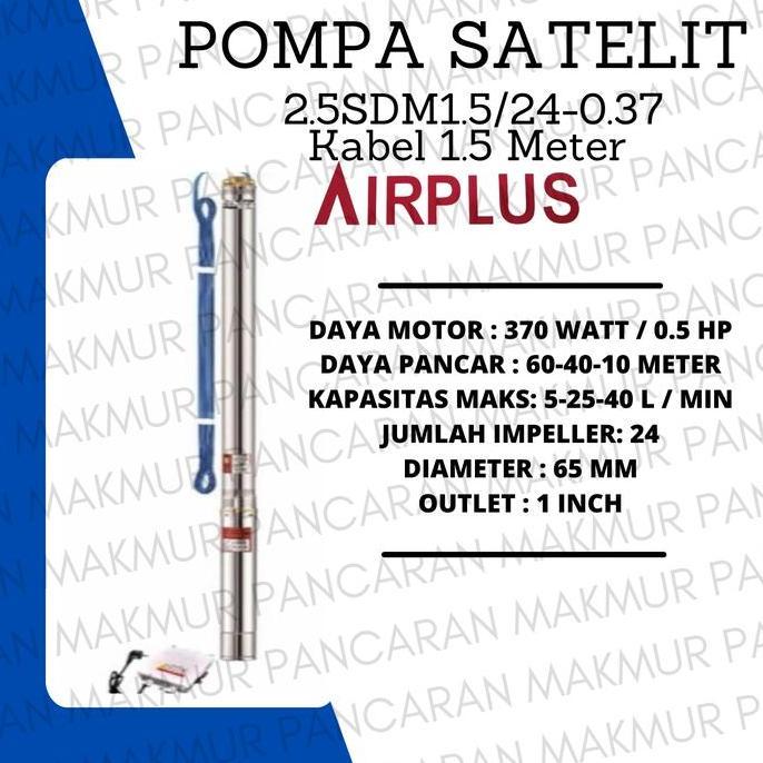 Pompa Satelit/Sibel 2.5Inch 2.5Sdm1.5/24-0.37 Airplus Kabel 1.5Meter Terbaik