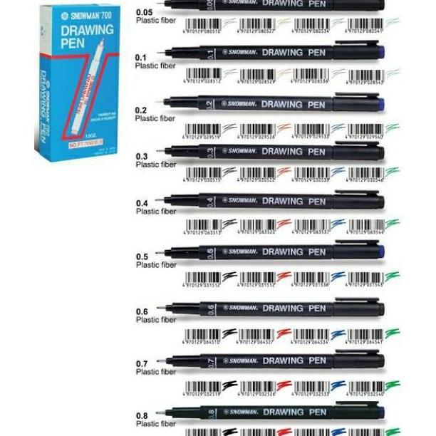 Shashin- Set 9 Ukuran Snowman Drawing Pen Technical Sketching Pro Gambar Teknik