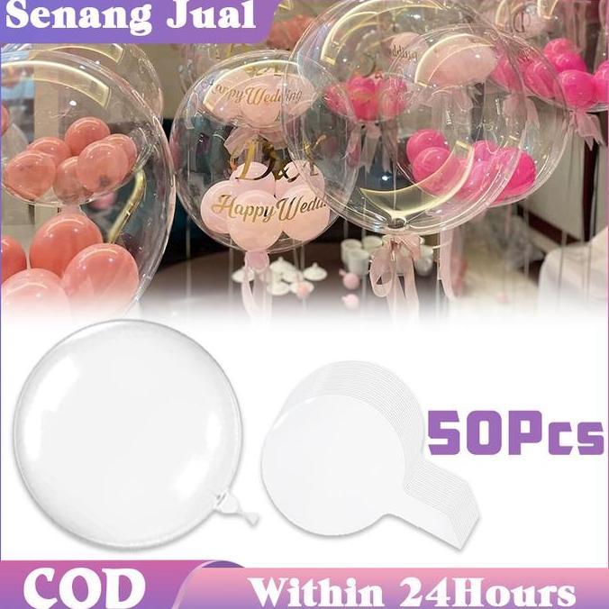 KATERINABLU 50Pcs 24 Inch Balloon Plastik / Balon PVC Transparan Tinggi Bobo Tebal Jumbo