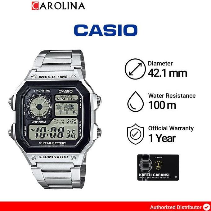 Jam Tangan Pria Casio AE-1200WHD-1A, Jam Tangan Digital Pria, Jam Tangan Quartz Pria, Jam Tangan Cas