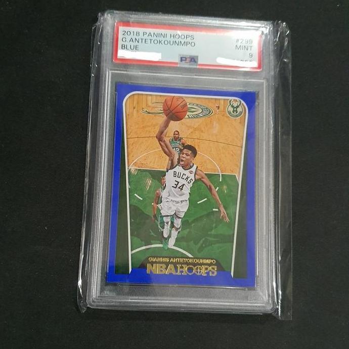 Kartu Basket NBA Giannis Antetokounmpo NBA Hoops Blue 2018 PSA 9