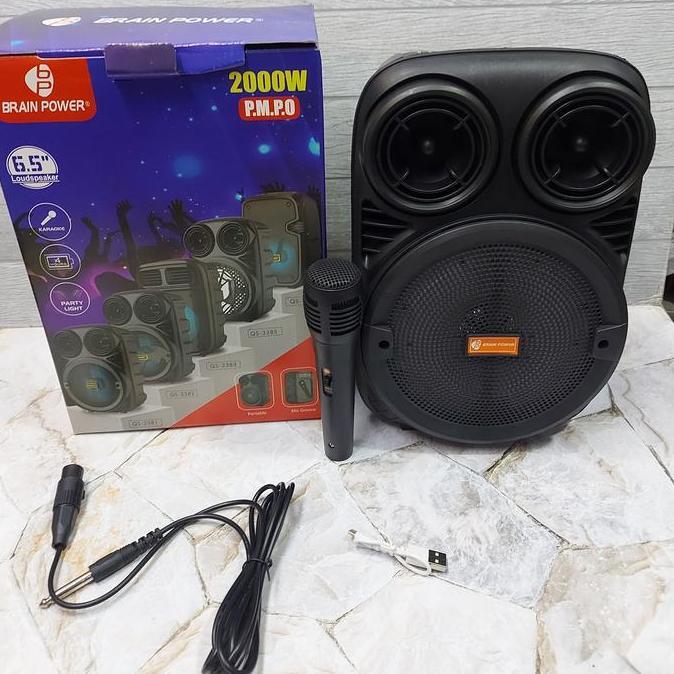 Diskon BRAIN POWER 338 SPEAKER BLUETOOTH 6.5 PORTABLE FREE MIC 2000W all-u99