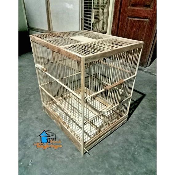 Readyy Stok Sangkar ternak kenari kayu jati 2pintu(ambrukan belum dirangkai)