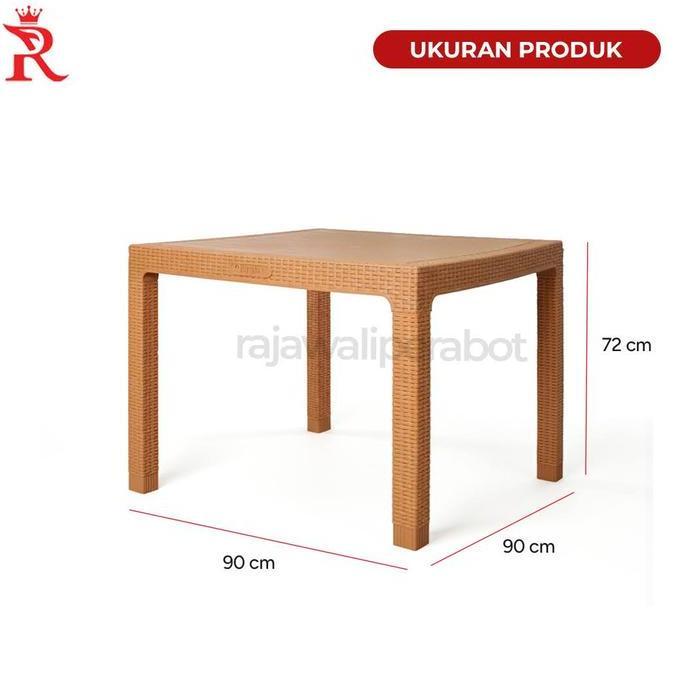 Meja Makan Plastik Motif Rotan Meja Cafe Lubang Payung Tabitha