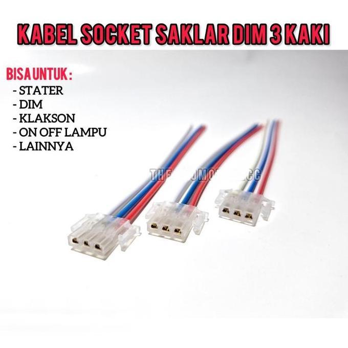 PROMO SOKET KABEL TOMBOL SAKLAR MOTOR 3 PIN, 3 KABEL, 3 KAKI SOKET TOMBOL LAMPU SEN MOTORCYCLE HARGA
