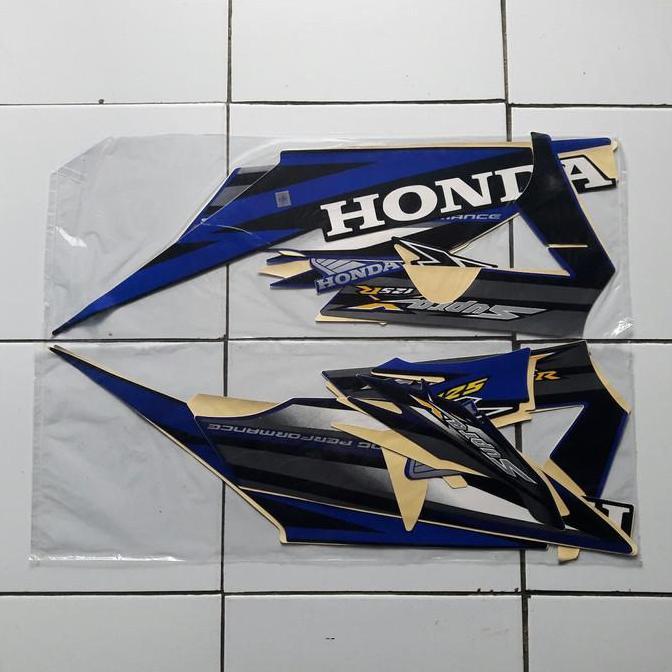 stiker striping body motor supra x 125r 2006 hitam-biru