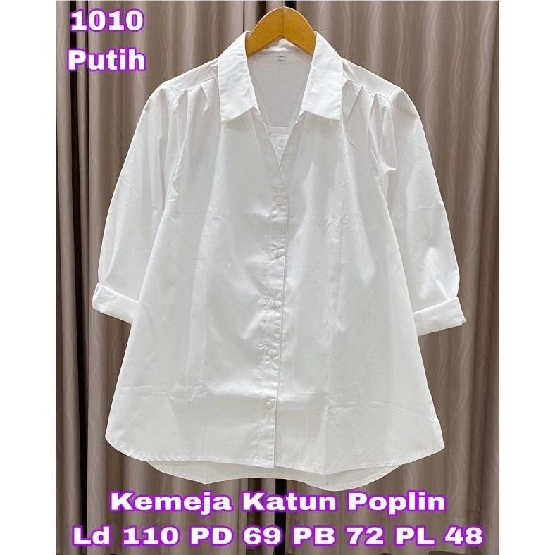 Kemeja Katun Poplin Polos Wanita Lengan Panjang