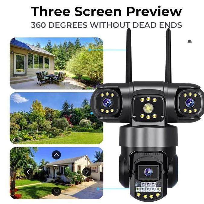 Promo V380 Pro Kamera Cctv Sim Card Untuk Kebun Sawit 3 Lensa Sesungguhnya 8K 16Mp Outdoor Ip67 Wate